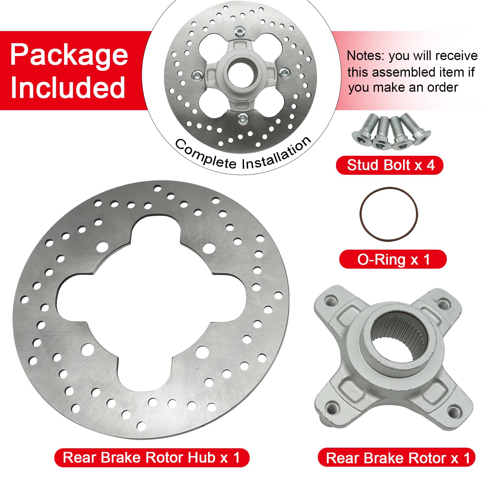 Rear Brake Rotor Disc with Flange Hub Assy for Honda TRX400